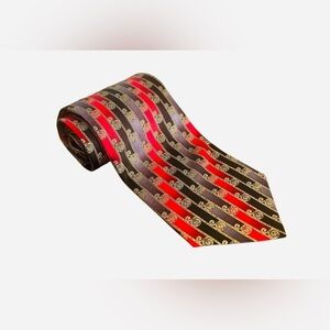 Classic Striped Tie in Red, Black, and Gold